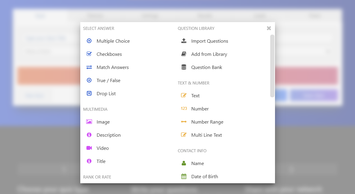 Question dialog with image and answer fields